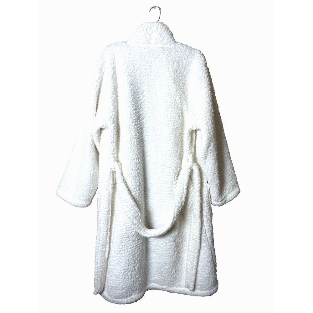 Pottery Barn Woman's Ivory Soft Textured  Sherpa Robe Size Medium - Picture 5 of 7